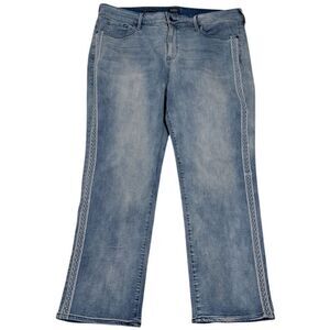 NYDJ Marilyn Straight Woven Side Trim Liftxtuck Technology Light Wash Blue Sz 18